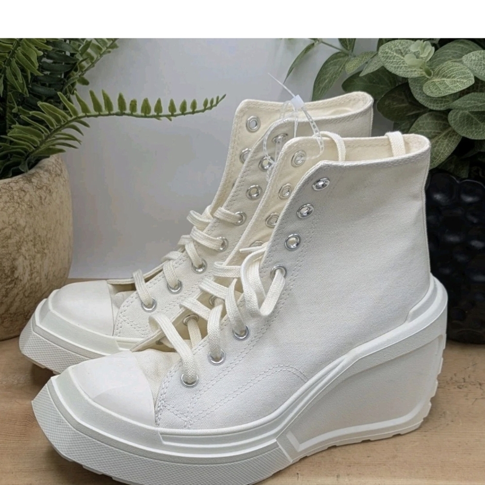 New Converse Chuck 70 De Luxe Wedge Egret Womens Size 8 Platform Shoes - Picture 6 of 11